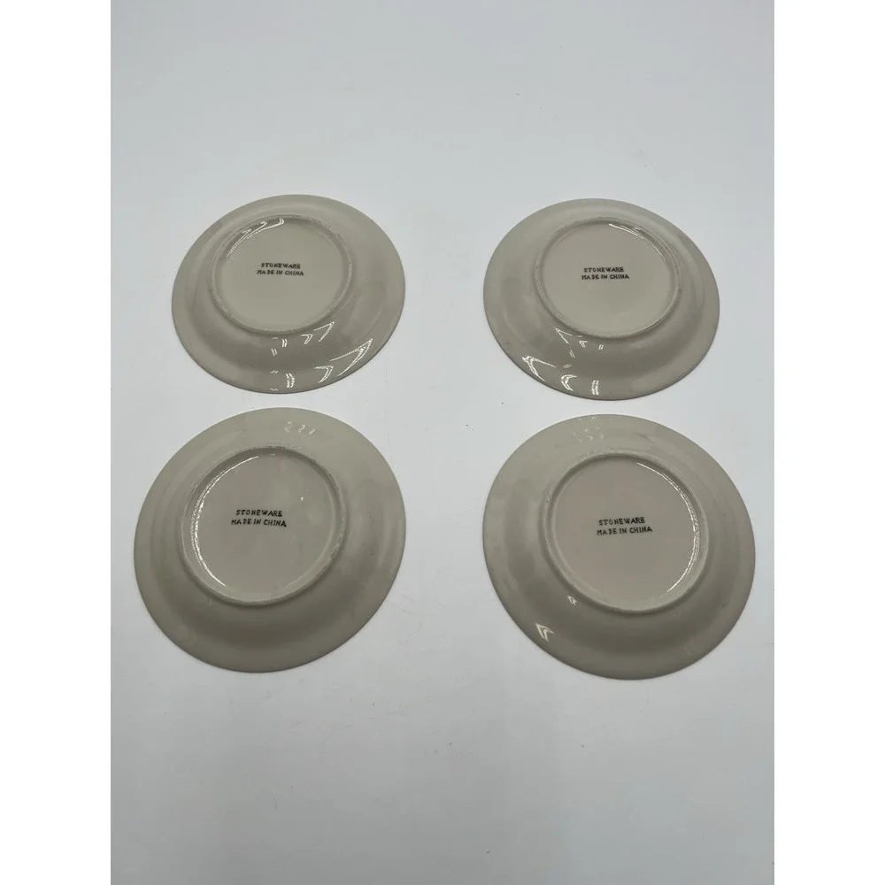 Set of 4 Christmas Tree Stoneware Salad Dessert Plates 6.5
